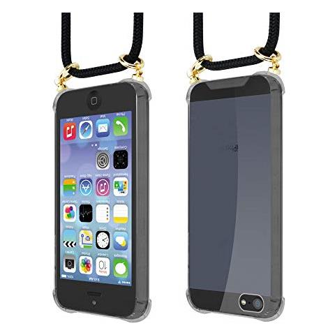 Cadorabo Catena Di Telefoni Cellulari Compatibile Con Apple Iphone 5 / 5s / Se In Nero - Coperchio Protettivo In Silicone Con Anelli D'oro, Cinturino In Corda E Custodia Staccabile - Foto 2