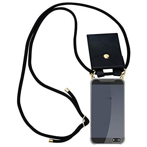 Cadorabo Catena Di Telefoni Cellulari Compatibile Con Apple Iphone 5 / 5s / Se In Nero - Coperchio Protettivo In Silicone Con Anelli D'oro, Cinturino In Corda E Custodia Staccabile - Foto 1