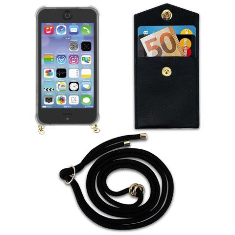 Cadorabo Catena Di Telefoni Cellulari Compatibile Con Apple Iphone 5 / 5s / Se In Nero - Coperchio Protettivo In Silicone Con Anelli D'oro, Cinturino In Corda E Custodia Staccabile - Foto 10