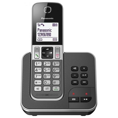 Telefono DECT Cordless Duo KX-TGD322 con Identificatore di Chiamata e Segreteria Telefonica - Nero / Grigio - Foto 2