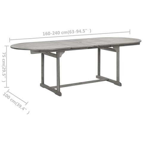 Tavolo Da Pranzo Per Esterni (160-240) x100x75cm Massello Acacia - Foto 9