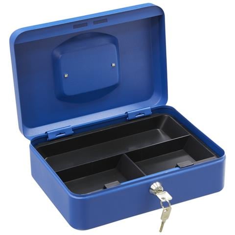 Elegant C9235 Cassetta Di Sicurezza Con Chiave Per Contare E Trasportare Denaro | Cassetta Portavalori In Acciaio Con Vassoio Portamonete | Cassaforte Portatile De 25 Cm Di Larghezza | Blu - Foto 3