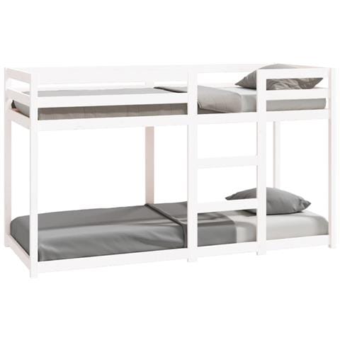 Letto A Castello Bianco 75x190 Cm In Legno Massello Di Pino - Foto 1