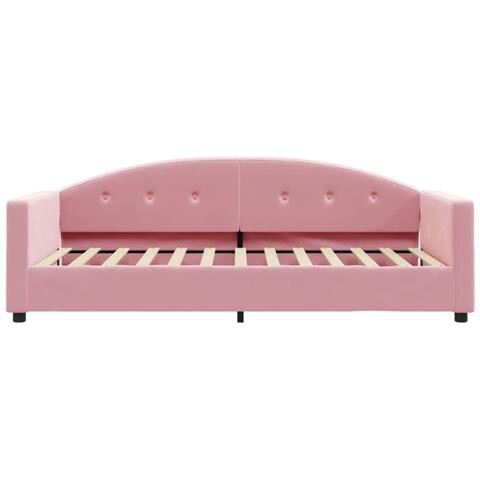 Divano Letto Con Materasso Rosa 90x200 Cm In Velluto - Foto 9