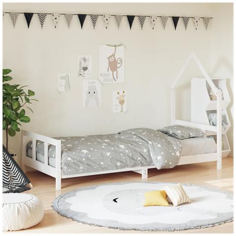 Giroletto Per Bambini Bianco 90x200cm In Legno Massello Di Pino - Foto 1