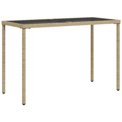 Tavolo Da Giardino Con Piano Vetro Beige 115x54x74cm Polyrattan - Foto 2