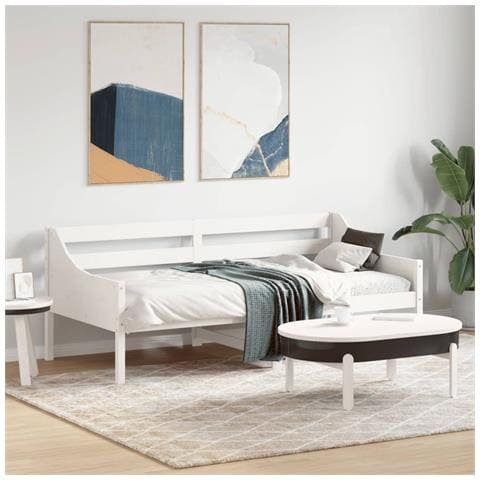 Dormeuse Bianca 90x190 Cm In Legno Massello Di Pino - Foto 3