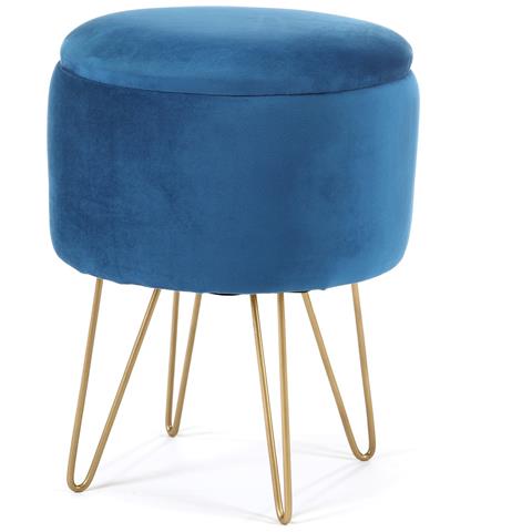 Pouf LILI in velluto apribile con contenitore, Colore Blu - Foto 1