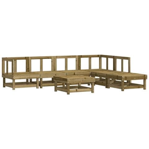 Set Salotto Da Giardino 7 Pz In Legno Impregnato Di Pino - Foto 1