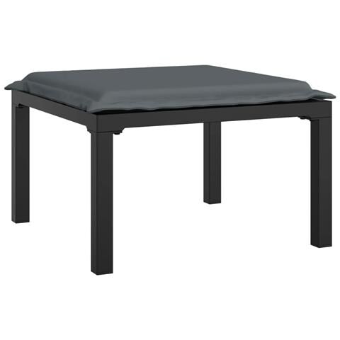 Poggiapiedi Da Giardino Con Cuscino In Polyrattan Nero E Grigio - Foto 1