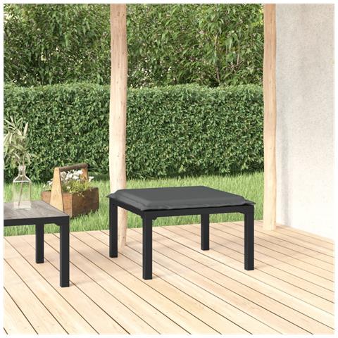 Poggiapiedi Da Giardino Con Cuscino In Polyrattan Nero E Grigio - Foto 6