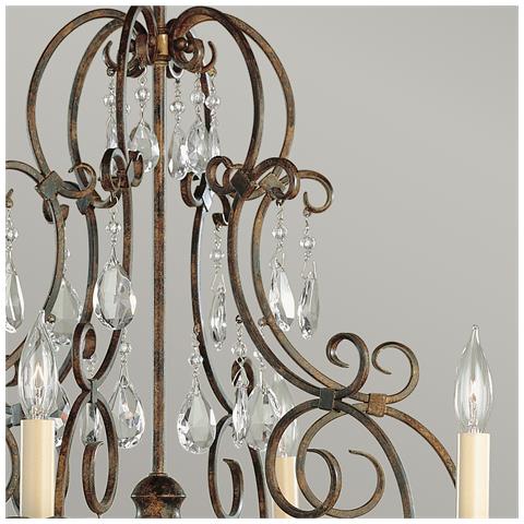 Lampadario Contemporaneo Chateau Acciaio Bronzo Moka Cristallo 6 Luci E14 - Foto 2