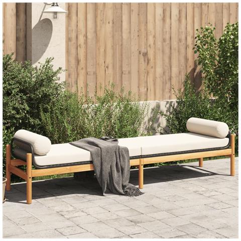 Panca Da Giardino Con Cuscino In Polyrattan E Acacia - Foto 8