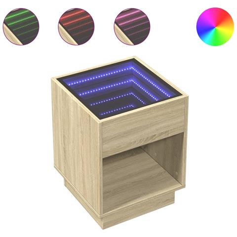Tavolino Da Salotto Con Led Infinity Rovere Sonoma 40x40x50 Cm - Foto 2