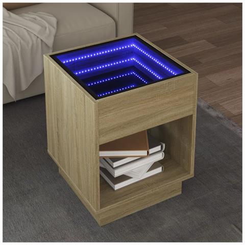 Tavolino Da Salotto Con Led Infinity Rovere Sonoma 40x40x50 Cm - Foto 1