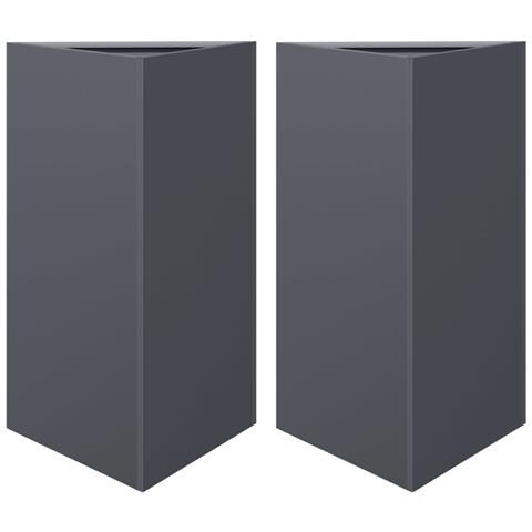 Fioriere 2 Pz Antracite Triangolari 50x43x75 Cm In Acciaio - Foto 1