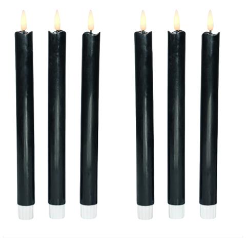 Set Di 6 Luci Elettroniche A Led A Forma Di Candela Con Effetto Cera Che Cola Realistico Black - Foto 1