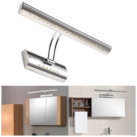 Applique Lampada Da Parete Muro Specchio Bagno 27 Led 5050 Luce Calda Cromato - Foto 1