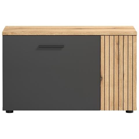 Panca Con Portaoggetti Esteban - Antracite - Truciolare Melaminico - 80x48x36 Cm - Foto 1