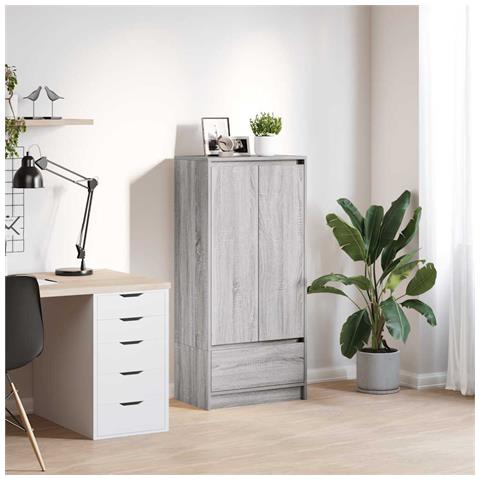 Armadio con Cassetto Grigio Sonoma 55,5x34x119,5 cm Truciolato - Foto 1