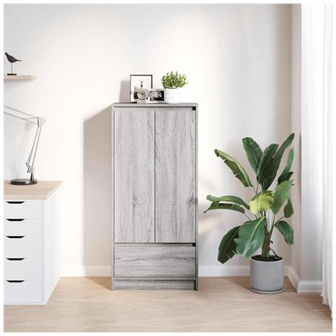 Armadio con Cassetto Grigio Sonoma 55,5x34x119,5 cm Truciolato - Foto 9
