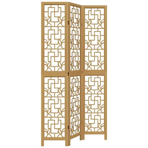 Divisorio Ambienti 3 Pannelli Marrone Scuro Massello Paulownia - Foto 2