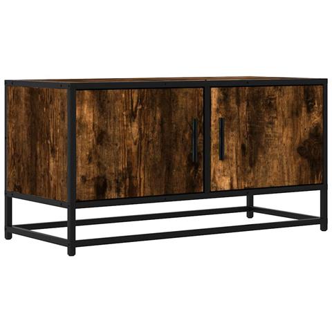 Mobile Tv Rovere Fumo 80x34,5x40 Cm Legno Multistrato E Metallo - Foto 2