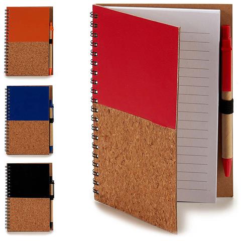 Pacco Di 4 Quaderni 12,5x18 Cm Con Copertura In Legno. Assortimento Di 4 Colori. - Foto 1