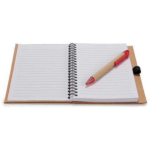 Pacco Di 4 Quaderni 12,5x18 Cm Con Copertura In Legno. Assortimento Di 4 Colori. - Foto 3