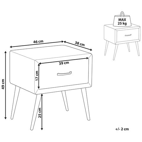 Comodino 1 Cassetto Flayat Velluto A Coste Arancione - Foto 5