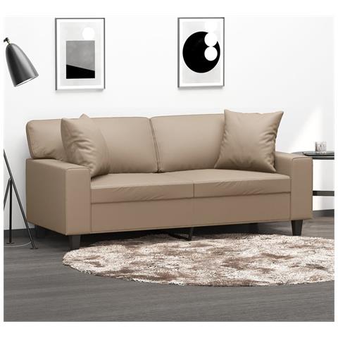 Divano A 2 Posti Con Cuscini Cappuccino 140 Cm In Similpelle - Foto 1