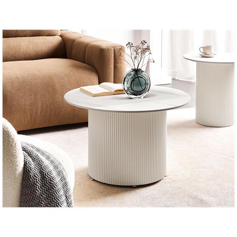 Tavolino Da Caffè Ceramica Beige Chiaro Leona - Foto 1