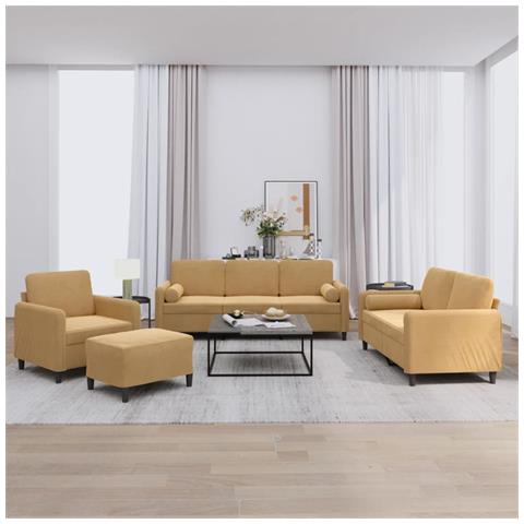 Set Di Divani 4 Pz Con Cuscini Marrone In Velluto - Foto 8