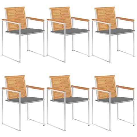 Sedie Da Giardino Con Cuscini 6 Pz In Legno Massello Di Teak - Foto 2