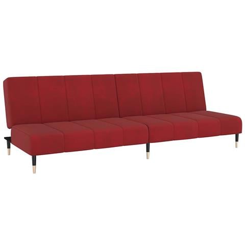 Divano Letto a 2 Posti Rosso Vino in Velluto - Foto 1