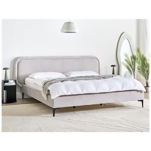 Letto Velluto Suzette 180 X 200 Cm Grigio Chiaro - Foto 1