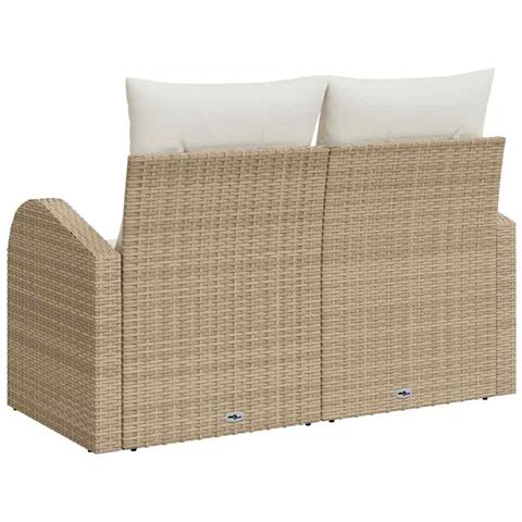 Divano da Giardino 2 Posti con Magazzino e Cuscini in Polyrattan Beige - Foto 1