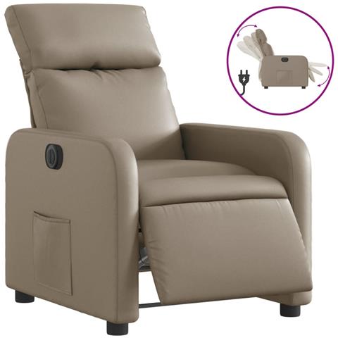 Poltrona Reclinabile Elettrica Cappuccino in Similpelle - Foto 1