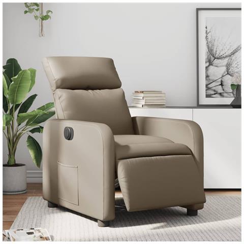 Poltrona Reclinabile Elettrica Cappuccino in Similpelle - Foto 2