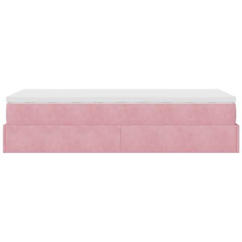 Struttura Letto Pouf con Materasso Rosa 90x200 cm in Velluto - Foto 9