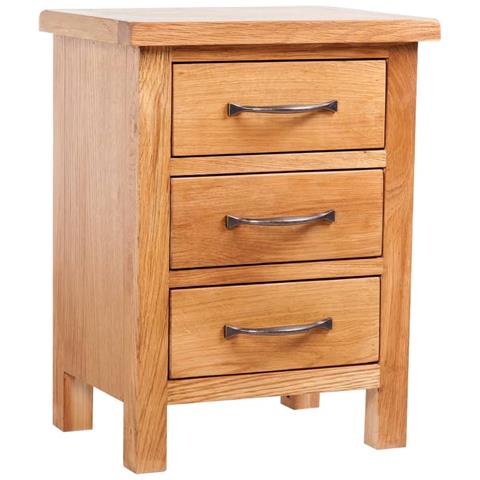 Comodino Con 3 Cassetti 40x30x54 Cm In Legno Massello Di Rovere - Foto 2