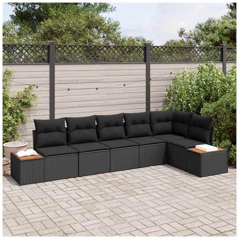 Set Divano da Giardino 6 pcs Nero 319 x 154 x 85 cm Poly Rattan - Foto 2