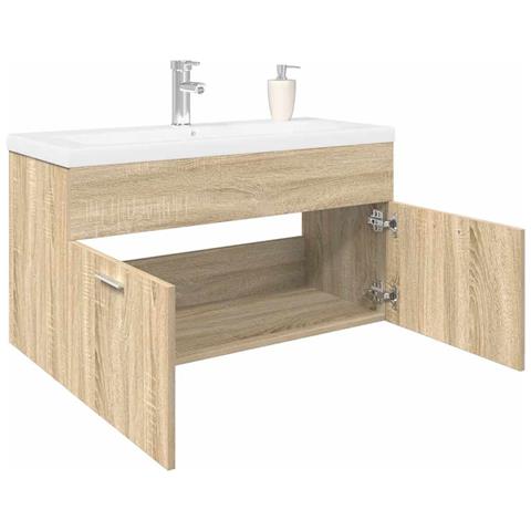 Mobile da Bagno con Lavabo Integrato Rovere Sonoma - Foto 2