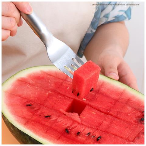 Forchetta Affettatrice Anguria In Acciaio Inossidabile - Utensile 2-in-1 Per Tagliare E Servire Frutta - Foto 5