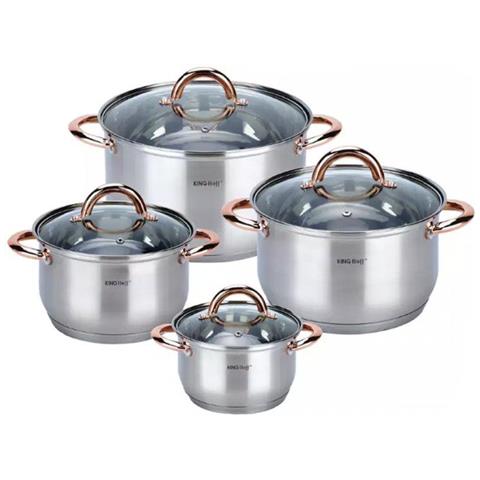 Set di pentole in acciaio inossidabile Kinghoff KH-1763 da 8 pezzi - Foto 1