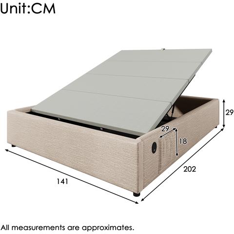 Letto Matrimoniale In Lino Naturale Con Usb E Contenitore Idraulico - Foto 2