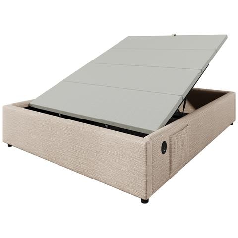 Letto Matrimoniale In Lino Naturale Con Usb E Contenitore Idraulico - Foto 3