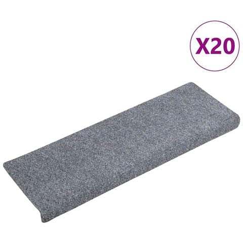 Tappetini per scale autoadesivi 20 pz 65x21x4 cm Grigio chiaro bordo rettangolare - Foto 1