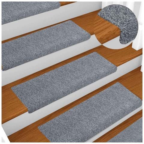 Tappetini per scale autoadesivi 20 pz 65x21x4 cm Grigio chiaro bordo rettangolare - Foto 2