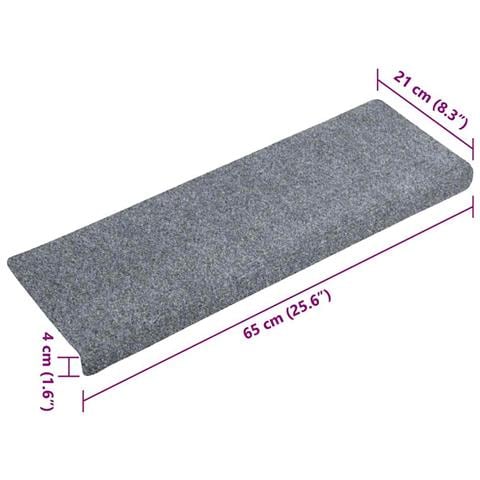 Tappetini per scale autoadesivi 20 pz 65x21x4 cm Grigio chiaro bordo rettangolare - Foto 8